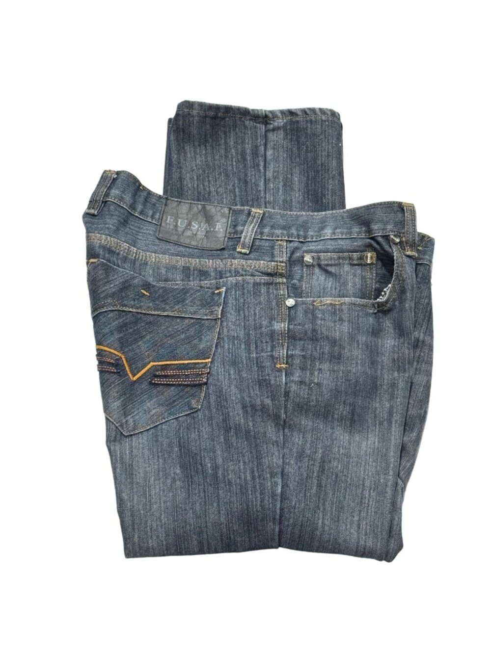 F.U.S.A.I. Men's Denim Jeans  Dark Wash Cotton & Polyester Blend Size 38L/30
